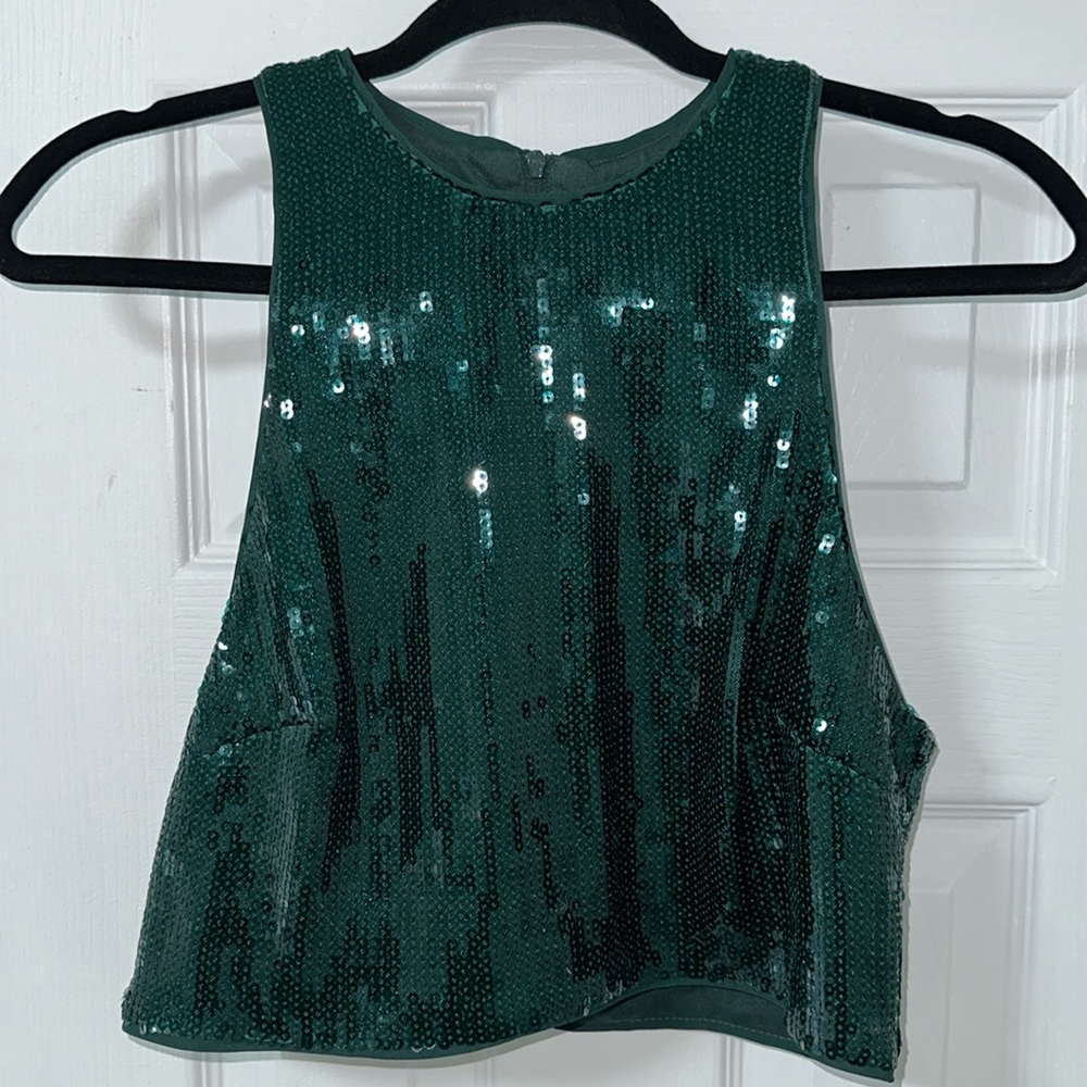 H&M - Green sequin crop top - Medium